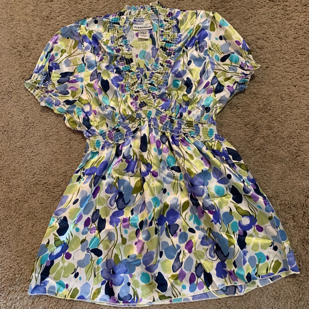 Elegancia Colorful Print Blouse Large
